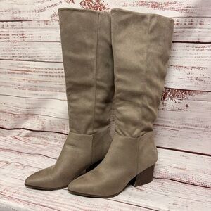 Knee High Faux Suede Heeled Boots
